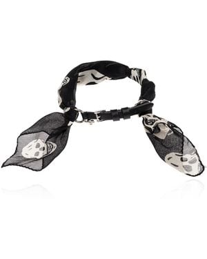 McQueen Silk Bracelet With Skull Motif - Black