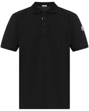 Moncler Polo With Logo Patch - Black