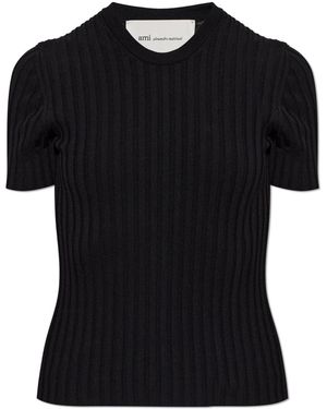 Ami Paris Pleated Top - Black