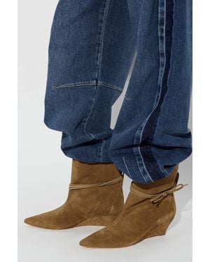 Odissi Suede Wedge Ankle Boots - Blue