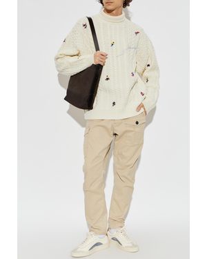 DSquared² Wool Turtleneck With Embroidered Logo - Natural