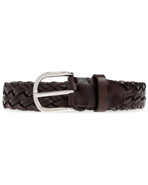 Brioni Woven Leather Belt - Black