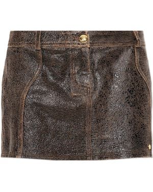 Amiri Leather Mini Skirt - Brown