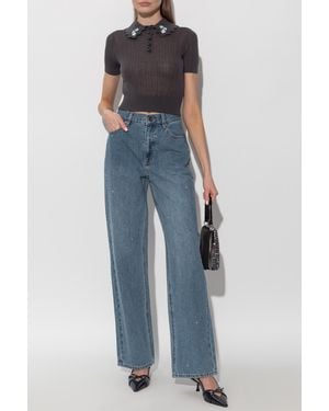 Self-Portrait Jeans With Shimmering Sequins - Blue