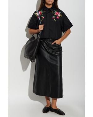 KENZO Shirt With Colorful Embroidery - Black