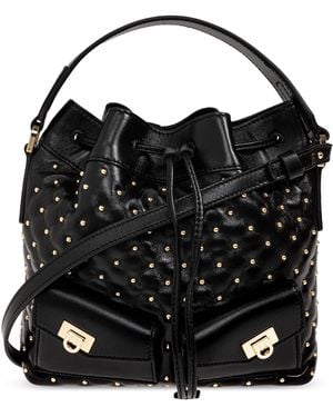 Ferragamo Leather Bag 'Drawstring' - Black