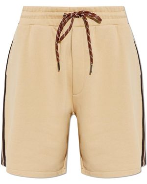 Moncler Shorts With Logo Patch - Natural