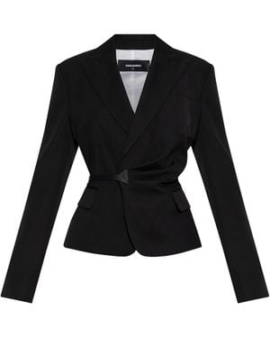 DSquared² Blazer With A Waist Belt - Black