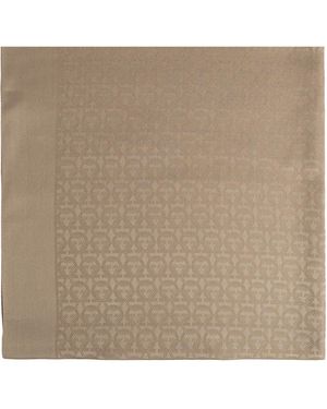 Ferragamo Silk Scarf With Monogram - Natural