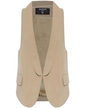Balmain Asymmetrical Vest - Natural
