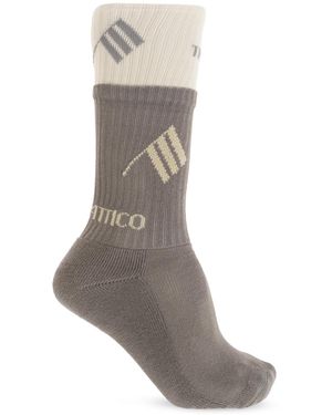 The Attico Cotton Socks With Logo - Grey