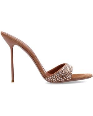 Paris Texas 'Lidia' Heeled Mules - Brown