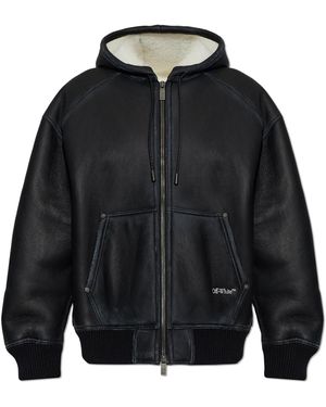 Off-White c/o Virgil Abloh Shearling Jacket With Hood - Black