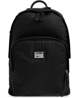 Emporio Armani Monogram Backpack - Black