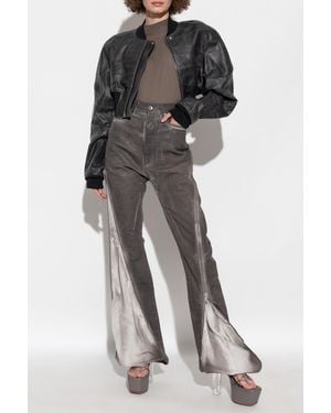 Rick Owens Leather Jacket 'Girdered' - Black