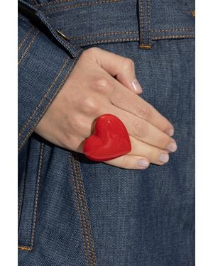 Moschino Ring With Heart Motif - Blue