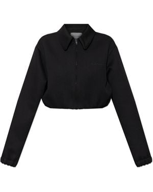 Balenciaga Wool Jacket With Embroidered Logo - Black