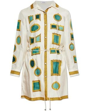 Versace Silk Dress With "The Gallery" Print - White