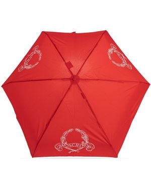 Moschino Small Folding Umbrella With Logo - Red