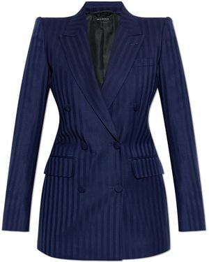 Tom Ford Wool Blazer With Pinstripe Pattern - Blue