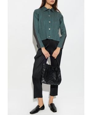 Issey Miyake Pleated Cardigan - Green
