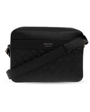 Ferragamo Leather Bag With Monogram - Black