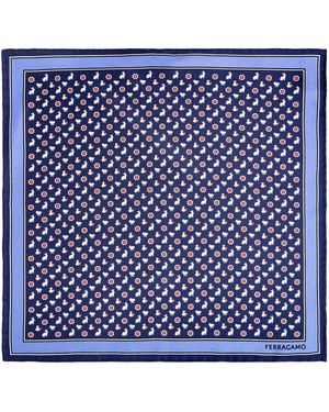 Ferragamo Silk Pocket Square - Blue