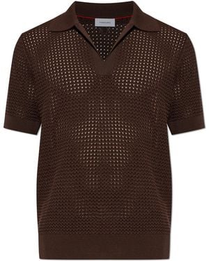 Ferragamo Polo With Decorative Weave - Brown