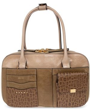 Marni Leather Tote Bag - Brown