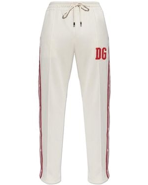 Dolce & Gabbana Track Trousers With Embroidered Logo - White