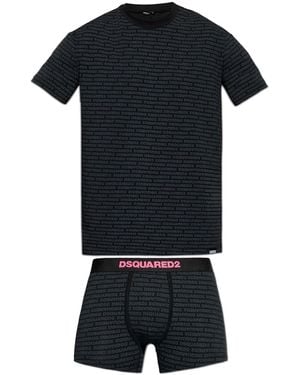DSquared² Lingerie Set: T-Shirt And Boxer Shorts - Black