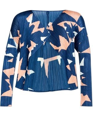 Pleats Please Issey Miyake Pleated Cardigan - Blue