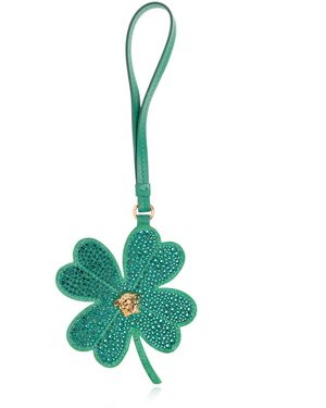Versace Leather Pendant With Clover Motif - Green