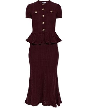 Self-Portrait Peplum Dress - Purple