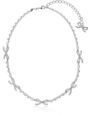 Self-Portrait Necklace With Shimmering Crystals - White