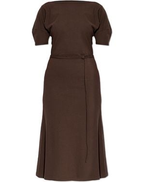 Lemaire Cotton Dress With Short Sleeves, - Brown