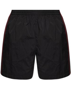 Balenciaga Shorts With Embroidered Logo - Black