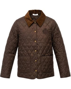 Sporty & Rich Quilted Jacket With Corduroy Collar - Brown
