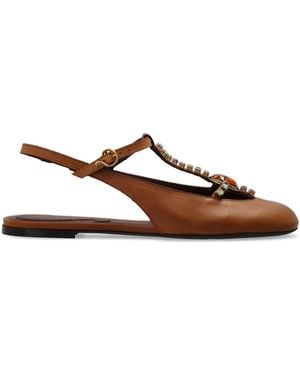 Etro Leather Shoes With Appliqués - Brown