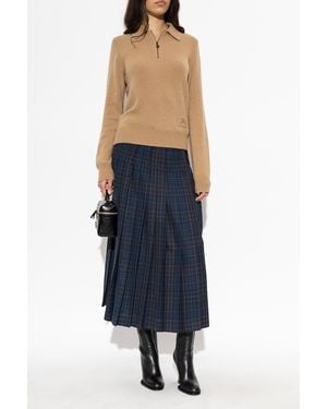 Burberry Cashmere Polo Sweater With Long Sleeves - Blue