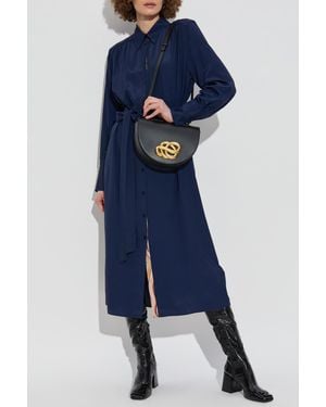 Paul Smith Silk Dress With A Waist Belt - Blue