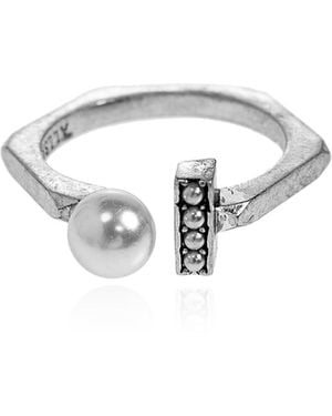AllSaints Ring With Glass Pearls - Metallic