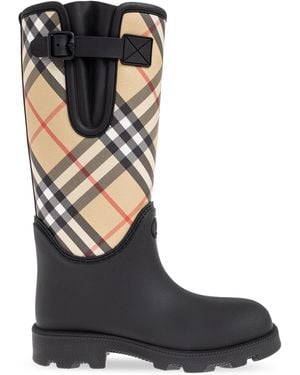 Burberry Patterned Wellington Boots - Black