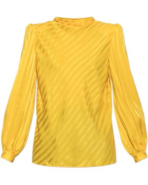 Valentino Garavani Silk Top With Long Sleeves - Yellow