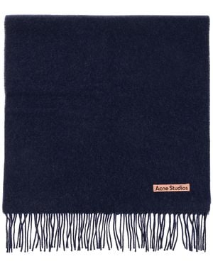 Acne Studios Wool Scarf With Fringing - Blue