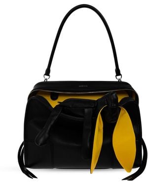 Loewe Leather Tote Bag 'Amazona 180 Lazy Dog' - Black