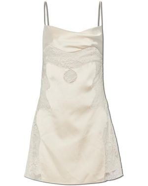 Off-White c/o Virgil Abloh Satin Dress With Lace Inserts - White