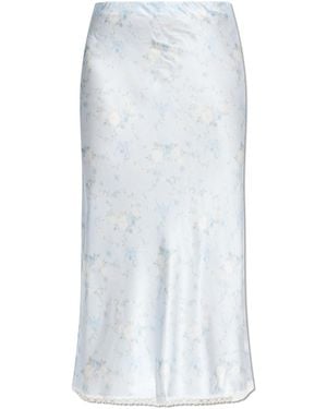 LoveShackFancy Silk Skirt 'Kalo' - White