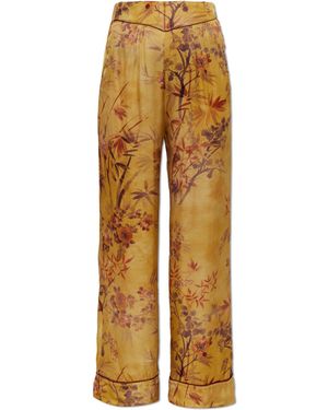 forte_forte Pants With A Botanical Motif - Yellow