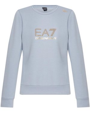 EA7 Sweatshirt With Shiny Studs - Blue